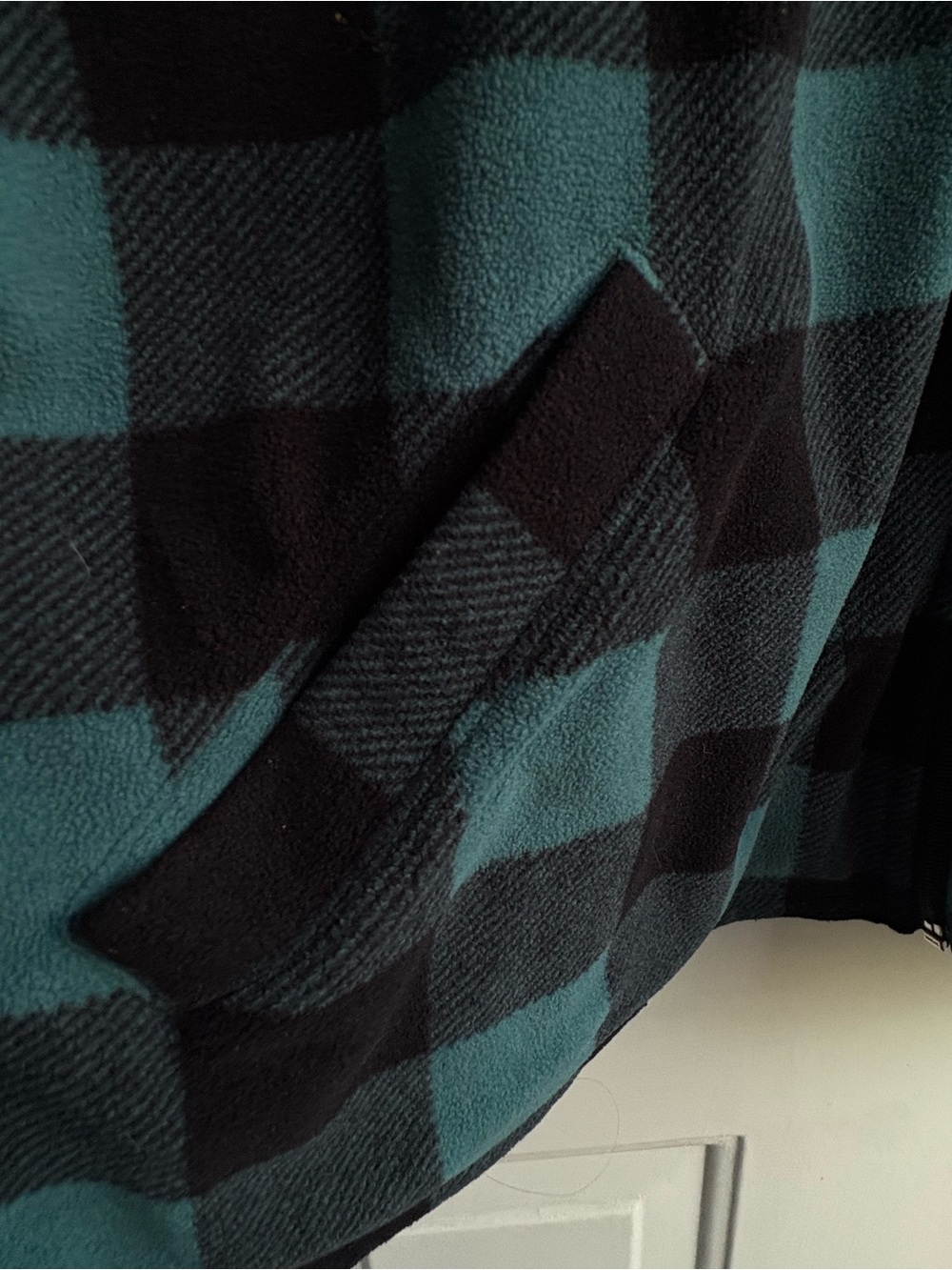 D&Co Denim & Co Plaid Full Zip Jacket Light Blue & Black Size 2X Pockets - Picture 10 of 11